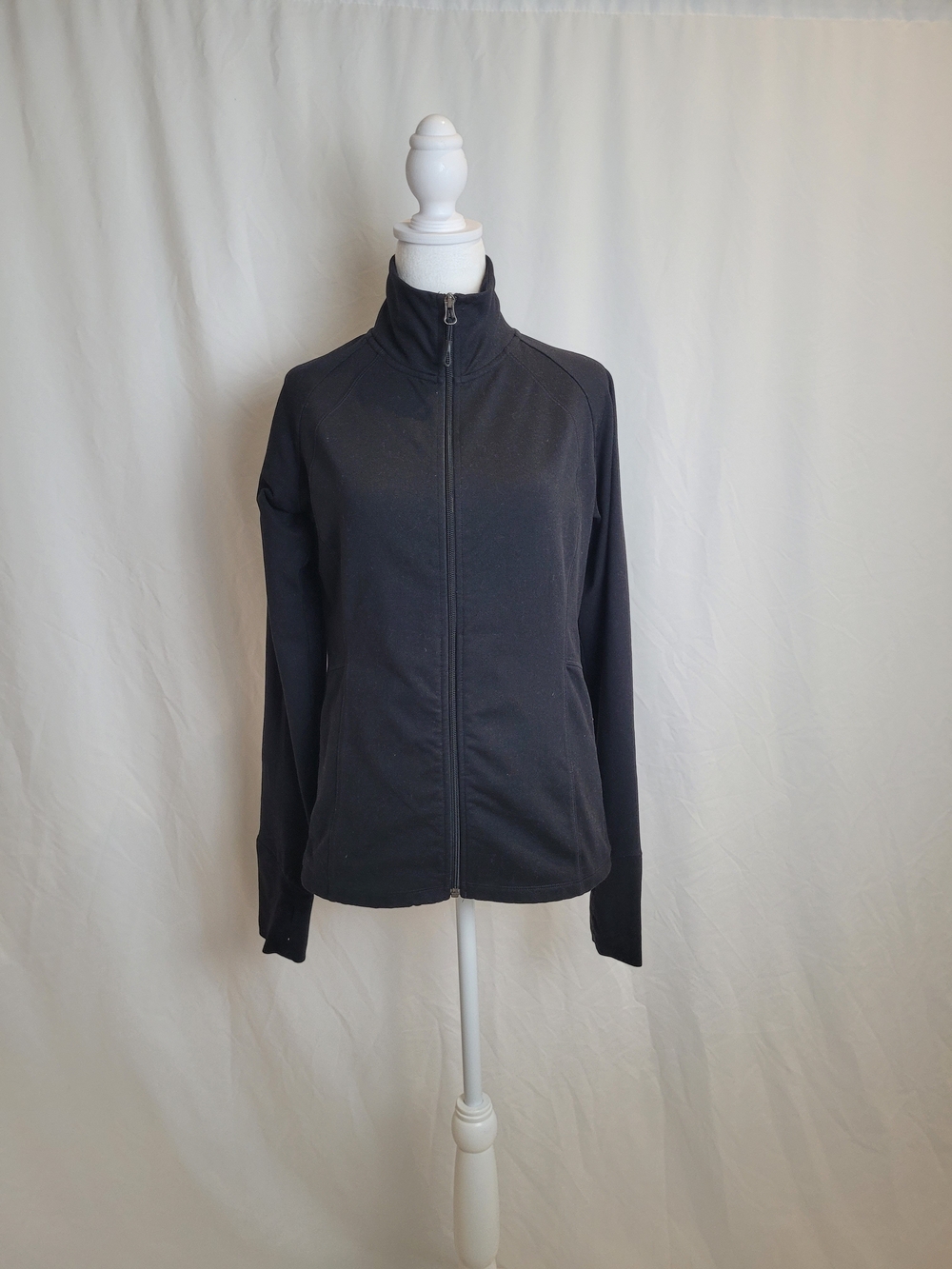 Ellen Tracy Active Charcoal Black Zip-Up Bomber Jacket